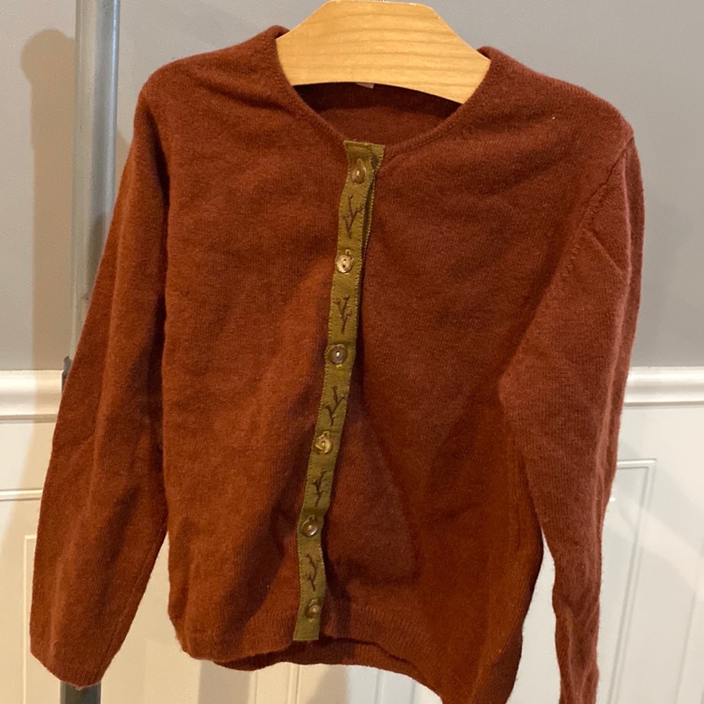 Girls Bonpoint cardigan. Wool with ribbon trim. Circa 2012